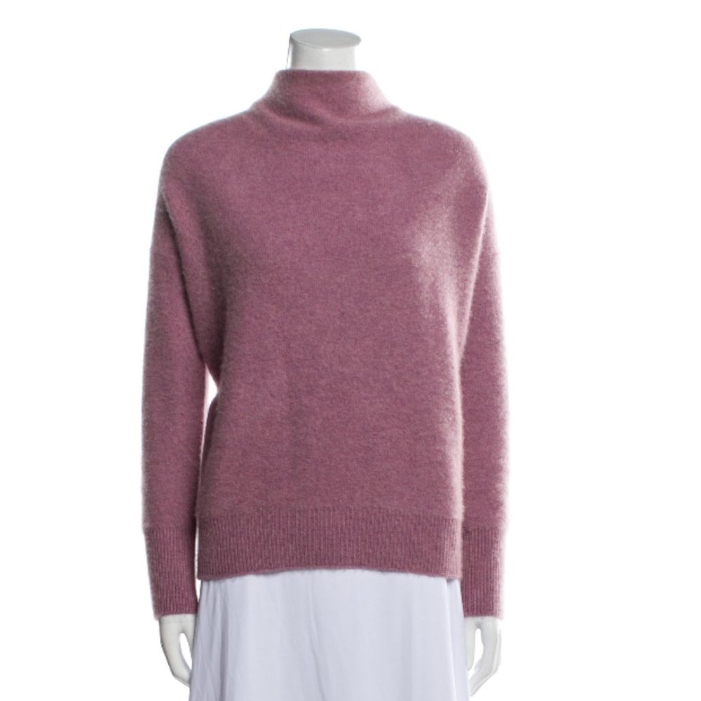 Vince Boiled Cashmere Funnel Neck Sweater Pink Purple M